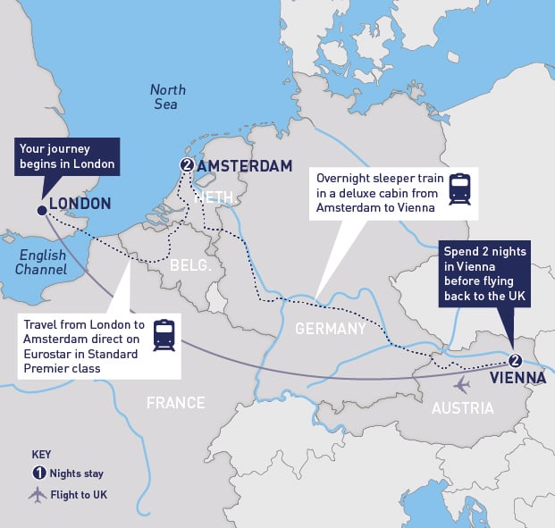 Grand Amsterdam and Vienna via Sleeper Train Railbookers